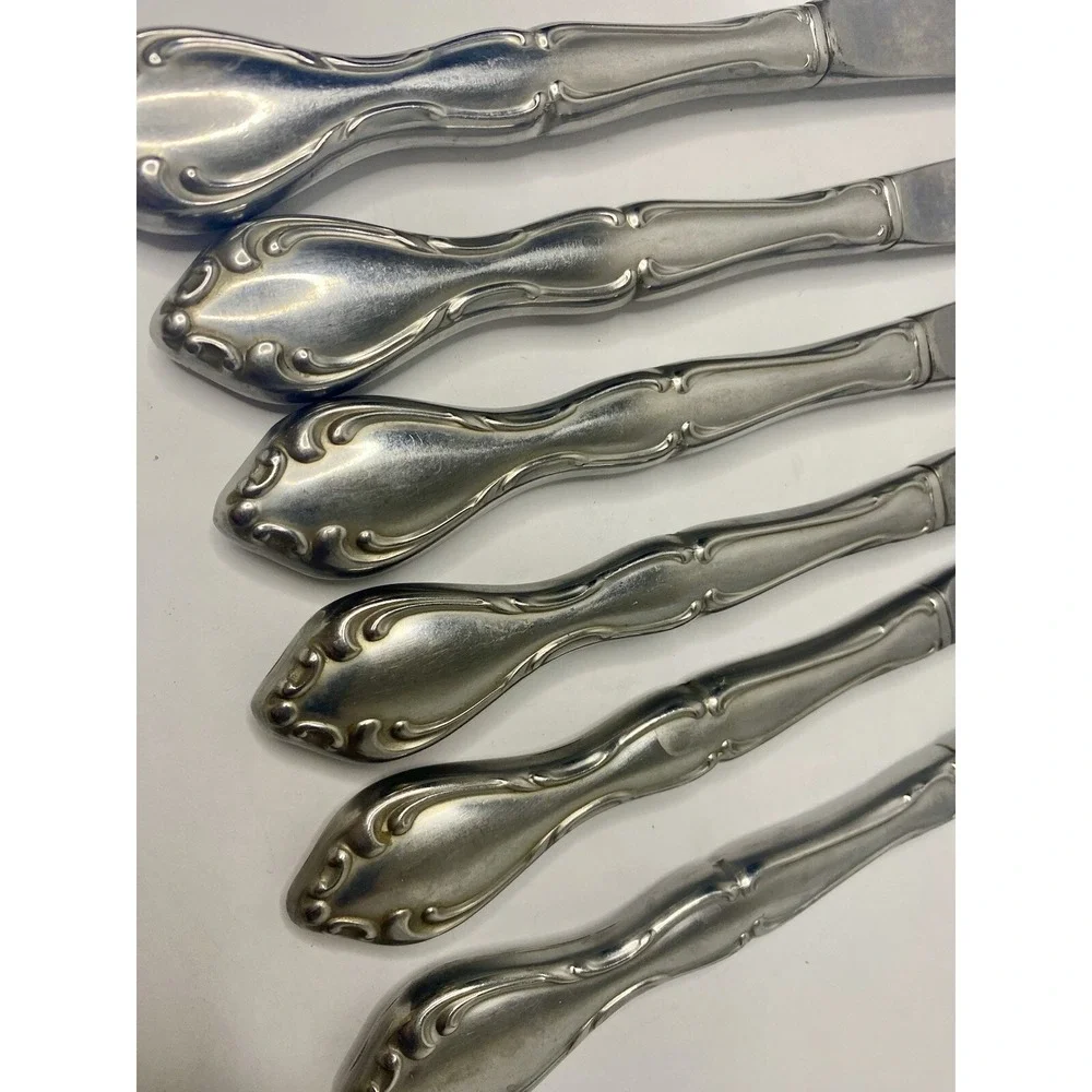 6 Dinner Knives Oneida CANTATA GLOSSY Stainless Flatware 9